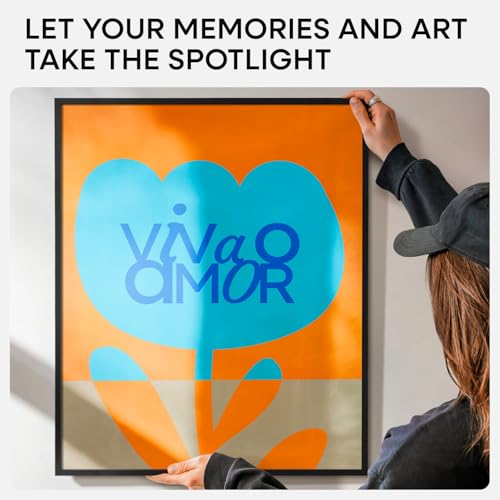Homeforia 20x24 Picture Frame Black, High End Metal 20x24 Frame Matted to 16x20 Print, 20 x 24 Black Poster Frames with Mat 16 by 20 inch Photo, 24x20 Hanging Frame, Tempered Glass, Wall Kit, Set of 1
