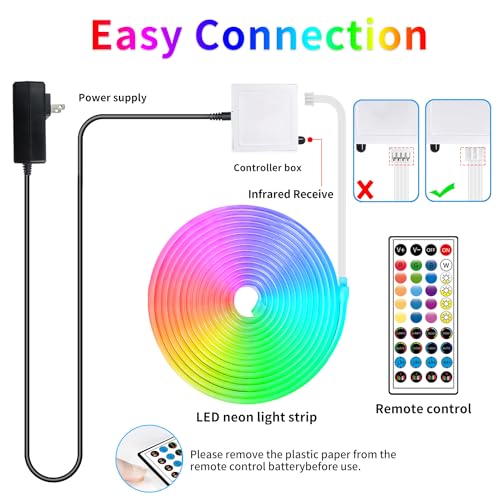 32.8ft RGB LED Neon Strip Lights with Remote & App Control Waterproof Indoor Outdoor