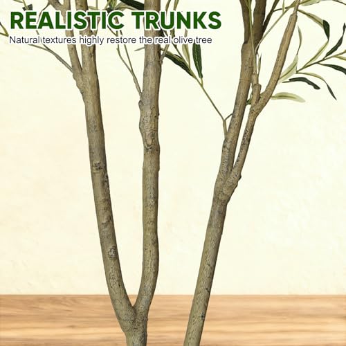 Timoo Faux Olive Tree 7FT Tall Trees Artificial Indoor with White