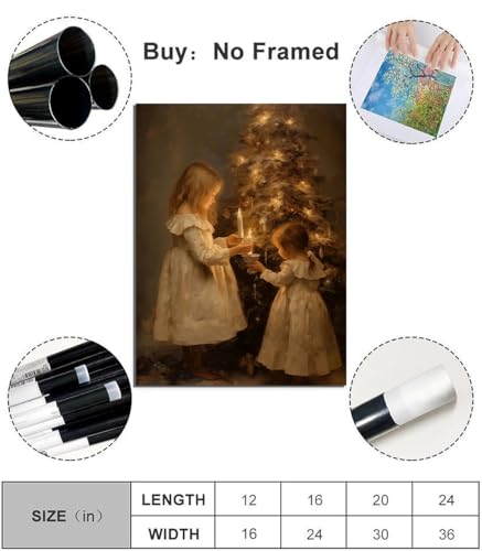 Unframed Christmas Tree Canvas Wall Art 12x16 Holiday Winter Decor