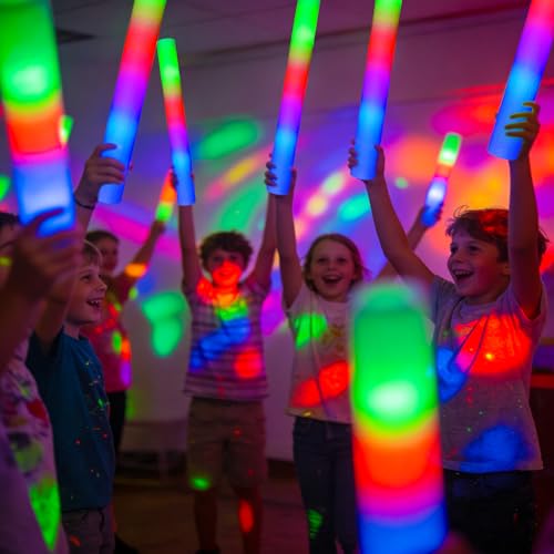 72PCS Foam Glow Sticks Bulk Party Supplies for Weddings Birthdays Raves & More