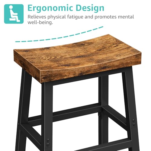 WINAZ Rustic Set of 2 24 Inch Counter Height Bar Stools - Brown & Black