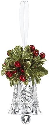 Kyrstal Kiss Ball Ornament - Teeny Mistletoe Bell, Clear Acrylic Wedding Decor, 3" H