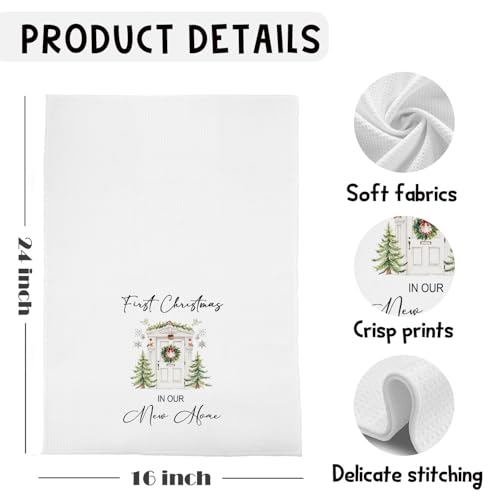 ChenCraty New Home Christmas Kitchen Towels - 16x24 in Hand Towels, First Christmas in New Home Gift