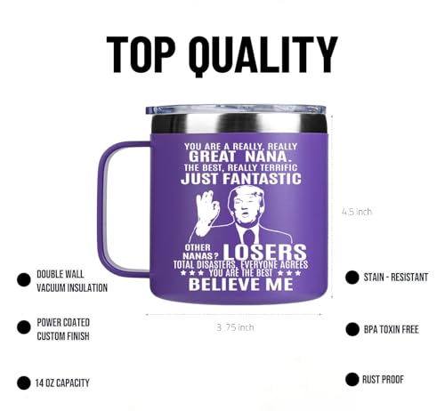 14oz Nana Gifts Stainless Steel Coffee Mug - Perfect Gift for Nana from Granddaughter