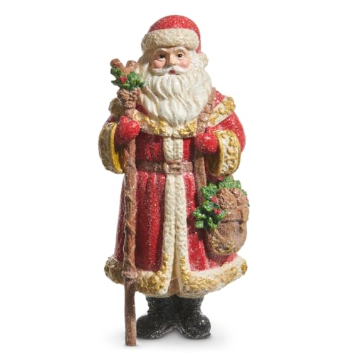 9" Holly and Pine Santa by RAZ Imports