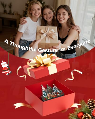 Uniclife Christmas Napkin Holder for Table - Upright Metal Stand, Tree Scene (Christmas Tree - B)