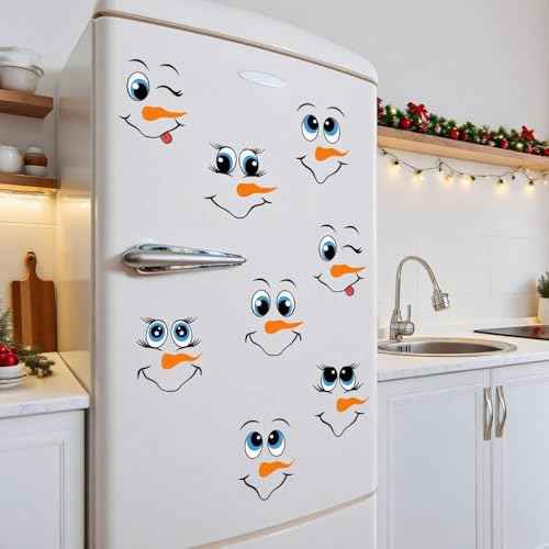 44 PCS Snowman Face Stickers for Crafts, Waterproof Christmas Vinyl Decals for Ornaments, Glass, Water Bottles, Cups, Windows, Refrigerator Wall Stickers DIY Cartoon Decor for Party Supplies, 3 Styles