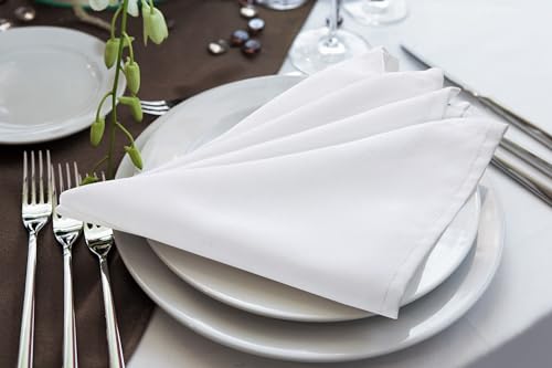 White Cloth Napkins Set of 60 - 17x17 Inches, 100% Polyester, Elegant Dinnerware