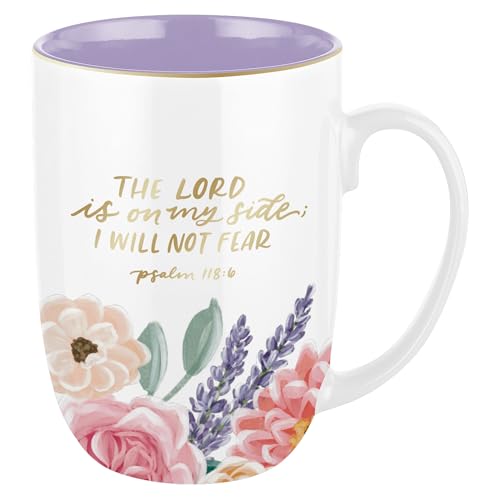 Lord is on My Side Floral Ceramic Coffee Mug Psalm 118:6 Bible Verse Christian Gift