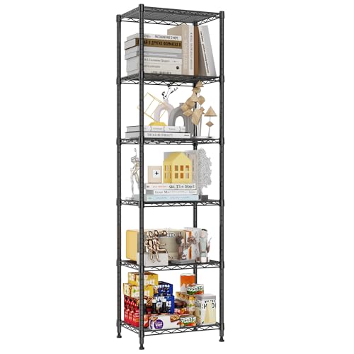Adjustable Steel Wire Shelving Unit for Laundry Kitchen Bathroom Storage - Black, 16.7x11.9x64 inches (Variation of THIS listing)