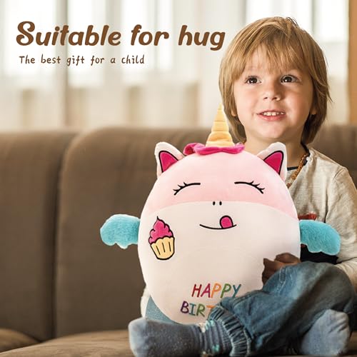 17" Birthday Unicorn Plush Pillow Cute Soft Unicorn Stuffed Animal Pillow Happy Birthday Gifts for Kids Girls and Boys