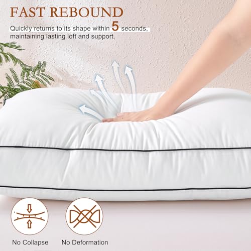 Australian Wool Pillow with Cotton Cover - Support Gusseted Bed Pillow for Side Sleepers