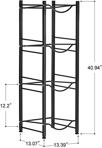Heavy Duty Water Cooler Jug Rack - 4-Tier Black Water Bottle Organizer for 5 Gallon Dispensers