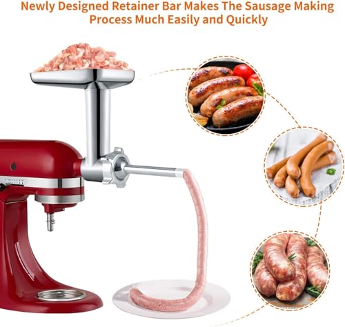 Stainless Steel Meat Grinder Attachment for KitchenAid Mixer - Dishwasher Safe