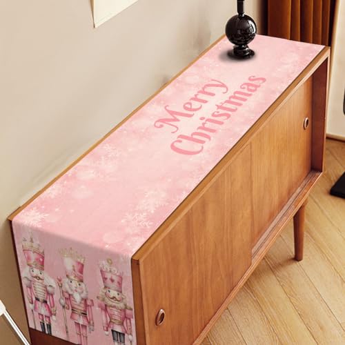 Pink Nutcrackers Christmas Table Runner Xmas Decoration Winter