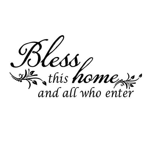 Room Decorations Wall Decals Quotes Stickers,Bless This Home and All Who Enter, Home Decors Inspirational Sticker for Entryway Living Room D?cor Art Letters