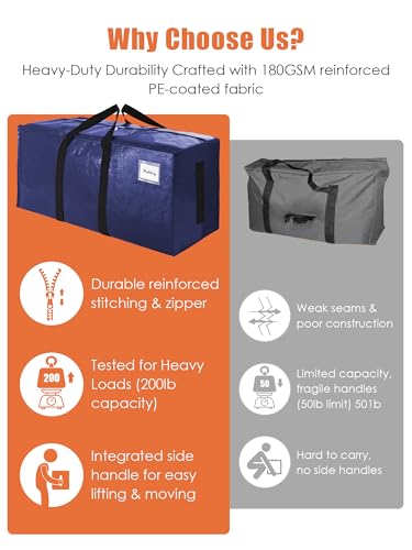 SWEET DOLPHIN 12 Pack Blue Heavy-Duty Moving Storage Bags 24 Gal 200LB