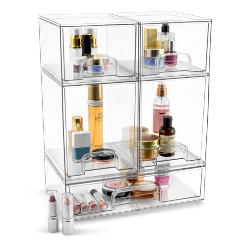 Sorbus Clear Stackable Storage Drawers 5 Pack - Acrylic Organizer Set