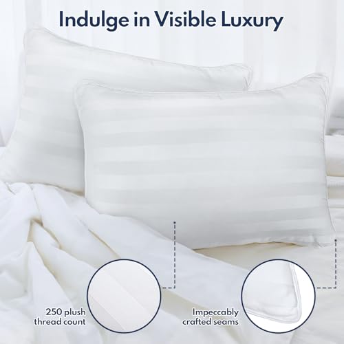 Queen Size Pillow Set of 2 - Soft, Fluffy Bed Pillows for Better Sleep, White