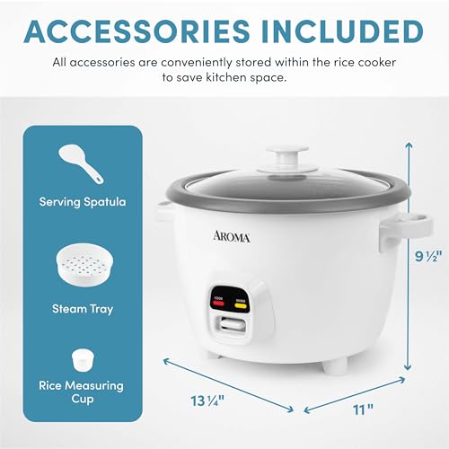 AROMA® 20-Cup (Cooked) One-Touch Rice Cooker and Food Steamer with