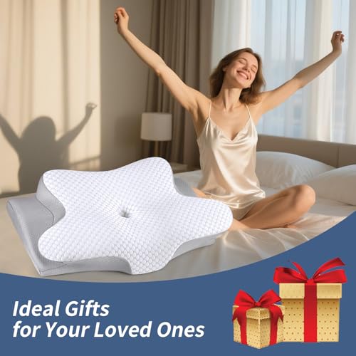 Bespillow White Cervical Pillow for Neck Pain Relief - Ergonomic Memory Foam for Side Sleepers