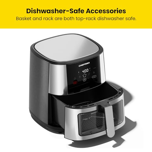 Chefman 8 Qt Air Fryer with Viewing Window & Digital Control - Stainless Steel