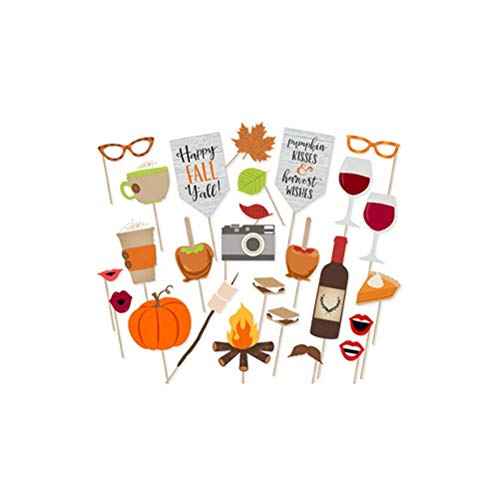 BinaryABC Thanksgiving Happy Fall Yall Photo Booth Props,Thanksgiving Party Decorations,Harvest Party Decoration 26Pcs