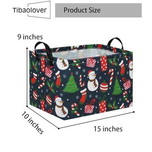 Rectangular Christmas Basket Tree Christmas Gift Baskets for Families Cute Baby Storage Bin Kids Storage Bin Toy Organizer Box Christmas Room Decor for Christmas Parties(Blue Christmas)