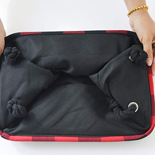 INough Christmas Basket Red Christmas Baskets for Gifts Empty, Toy Baskets Storage Kids Buffalo Plaid Storage Cube, Christmas Storage Baskets, Holiday Baskets Empty Buffalo Plaid Baskets