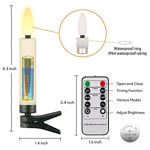 FPOO 20pc Ivory White LED Christmas Tree Candles w/ Remote & 4/6H Timer - 2/4/6/8H Options, Battery Operated