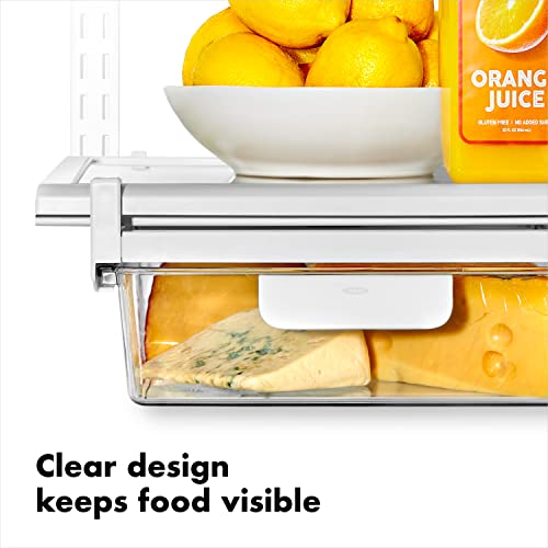 OXO Good Grips 14-Inch Fridge Undershelf Drawer Organizer - Clear, Adjustable