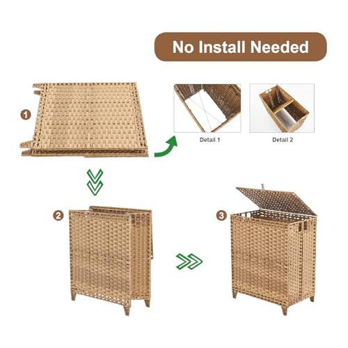 Laundry Hamper with Lid, 190L Large Basket 3 Section 6 Removable