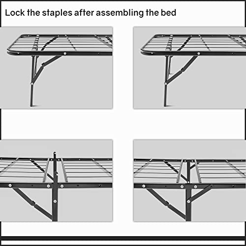 Nutan 14-Inch Foldable Metal Platform Bed Frame Twin Black No Box Spring Needed
