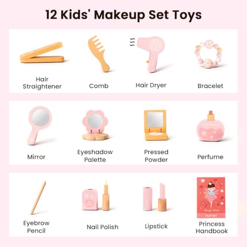 Kids Vanity Set with Mirror and Accessories - Toddler Dress-Up Furniture