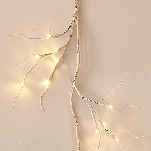 Lighted Birch Garland 6ft with 48 LED Battery-Operated Lights, Timer