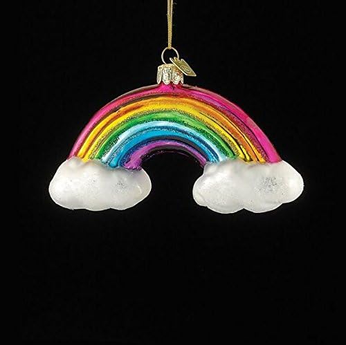 Rainbow & Clouds Glass Christmas Ornament - Kurt S. Adler Noble Gems Collection