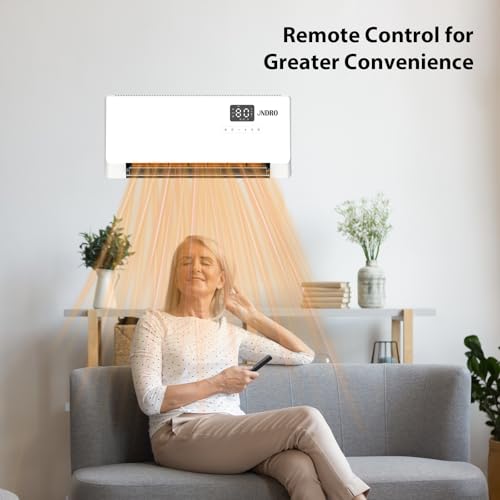 JNDRO 24-Inch Wall Mounted Electric Space Heater 1500W with LED Display & Remote