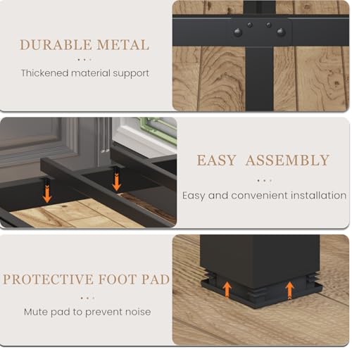 Twin Size Metal Bed Frame with Headboard - Black, Sturdy & Noise-Free