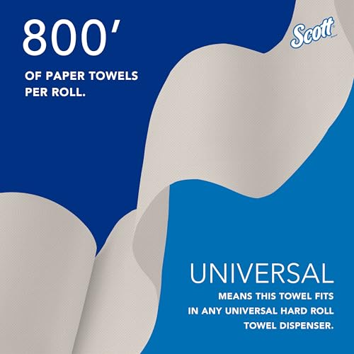 Scott Professional Hard Roll Paper Towels - 800 Feet x 6 Rolls, Recycled, Absorbent
