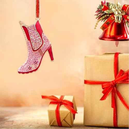 Pink High Heel Christmas Ornament 2025 Crystal High Heel Shoe Ornament for Christmas Tree Decorations Xmas Gifts for Women Girlfriend Sister Girl Mom Bestie Girlfriend Rhinestone Xmas Ornament