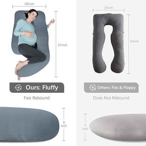 Pregnancy Pillows U Shape Full Body Maternity Pillow with Cooling Cover - Grey, 57 Inch