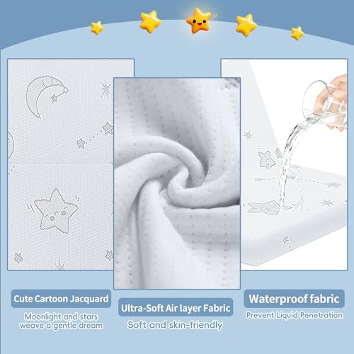 Travel Baby Mattress 38x26x3 Inches - Waterproof & Washable Pack N Play Foam
