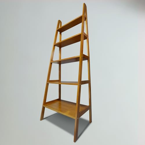 Chestnut 72-Inch Solid Wood Ladder Bookcase - 5 Shelves, Standard Size