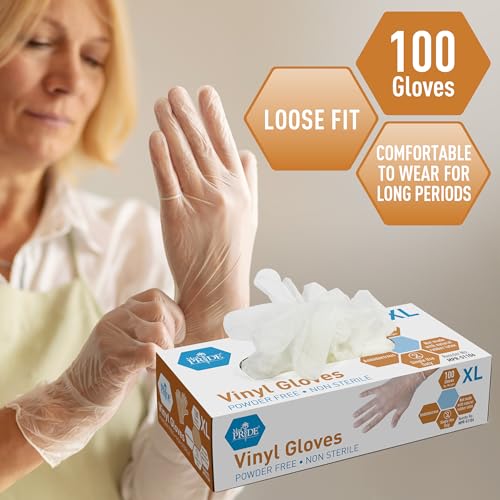 Vinyl Disposable Gloves Large Pack of 1000 Clear - Powder-Free, Ambidextrous