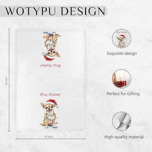 WOTYPU Chihuahua Christmas Kitchen Towels - Dog Lover Gift, 16x24 Inch - Chihuahua-10