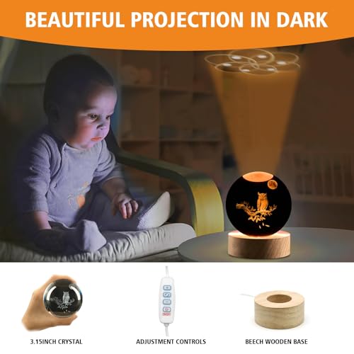Owl Gifts for Women, 3.15in 3D Figurine Crystal Ball Lamp with Remote Control, Owl Decor for Bedroom, Birthday Christmas Owls Gifts for Kids Girls Boys Women