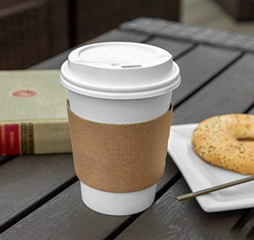 Kraft Brown Coffee Cup Sleeves 1000 Pack - Disposable Insulating Drink Sleeves for 12-24 oz Hot & Cold Beverages