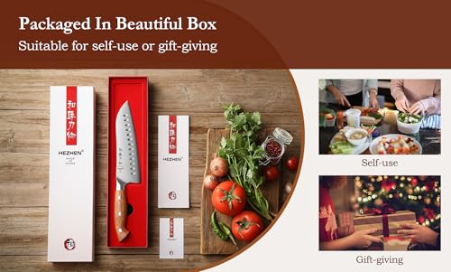 HEZHEN 3-Piece Chef Knife Set, High Carbon Stainless Steel, Full Tang Handles