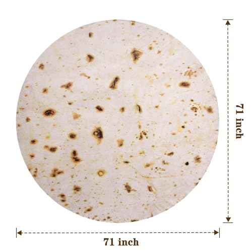 Mermaker Burrito Tortilla Taco Blanket 71 inches for Adult Kids, Realistic Tortilla Throw Blanket Funny Gifts for Women Men Teen Boy Girl, Soft Flannel Food Blanket for Christmas Birthday Gifts-Yellow